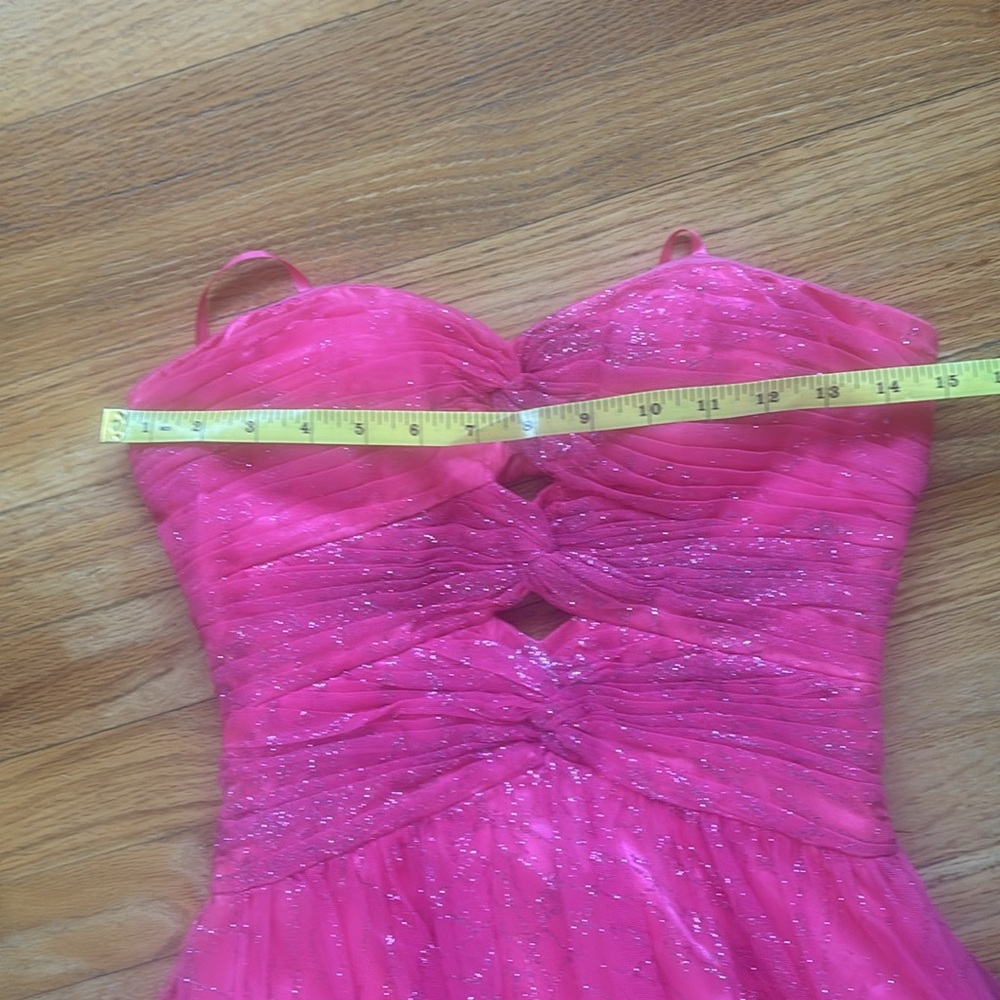 HEY BARBIE! NWT Deb Y2K Long Pink Front Cutouts Sparkle Dress - Picture 11 of 11